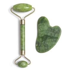 kit Rolo Pedra de Jade Placa Gua Sha Massagem Facial Anti Ruga